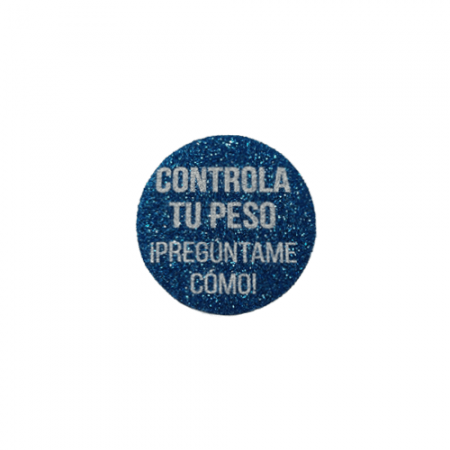 CHAPA PURPURINA IMPRESA CONTROLA TU PESO 38mm HB