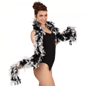 BOA DE PLUMAS NEGRA Y BLANCA
