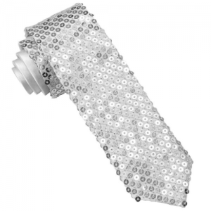 CORBATA DE LENTEJUELAS PLATA PARA DISFRAZ