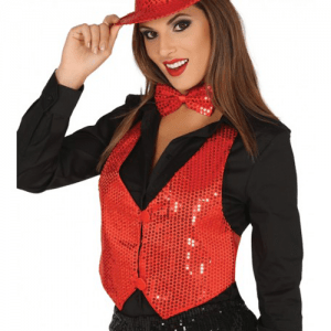 CHALECO CON LENTEJUELAS ROJO TALLA UNICA