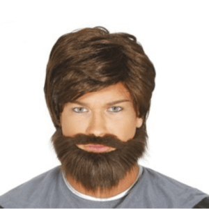 PELUCA CASTAÑA CON BARBA ADULTO