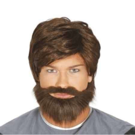 PELUCA CASTAÑA CON BARBA ADULTO