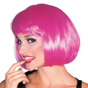 PELUCA MEDIA MELENA ROSA ADULTO