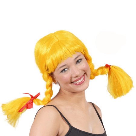 PELUCA TRENZAS AMARILLO ADULTO