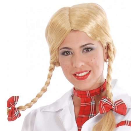 PELUCA TRENZAS RUBIA ADULTO