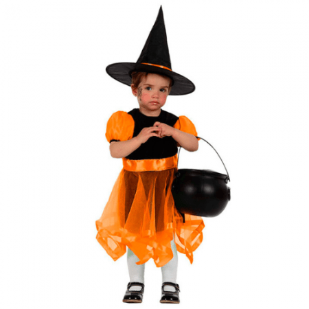 DISFRAZ DE BRUJA NARANJA TALLA 6-12 MESES NIÑA