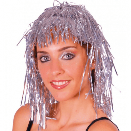 PELUCA BRILLANTE PLATA