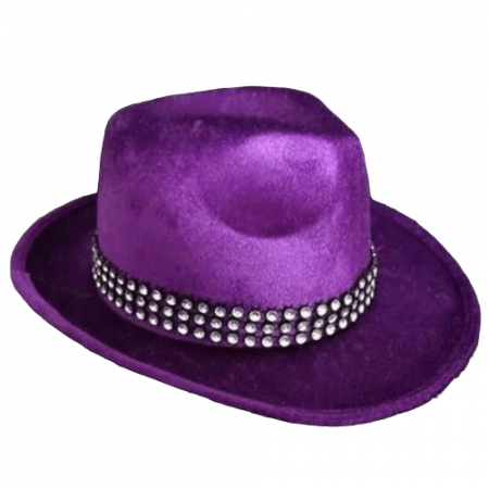 SOMBRERO VIOLETA CON BRILLANTES ADULTO